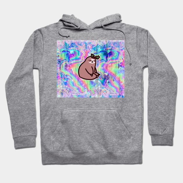 Holly Sloth Rainbow Holographic Hoodie by saradaboru